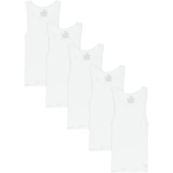 Hanes Boys Cotton Tank Top Undershirts 5 Pack Moisture Wicking Tagless Soft - Picture 1 of 4